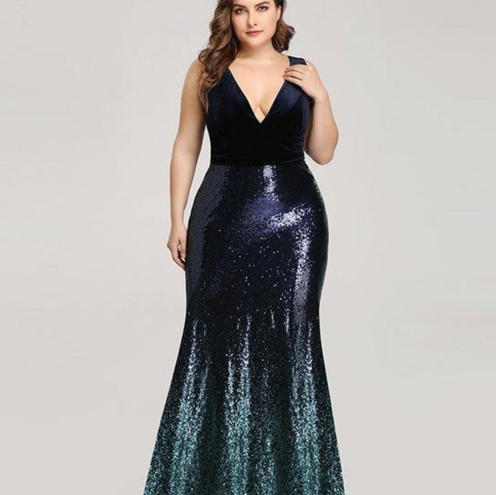 V Neck Sequence Mermaid Dress